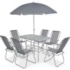 8dílný zahradní jídelní set ocel a textilen [43786] (Barva Šedá)