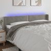 Čelo postele s LED 183 x 16 x 78/88 cm samet [3123156] (Barva Světle šedá)
