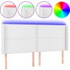Čelo postele s LED 203 x 16 x 118/128 cm umělá kůže [3124017] (Barva Bílá)
