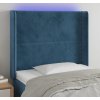Čelo postele s LED 93 x 16 x 118/128 cm samet [3123948] (Barva Tmavě moddrá)
