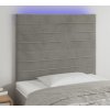 Čelo postele s LED 80x5x118/128 cm samet [3122594] (Barva Světle šedá)