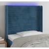 Čelo postele s LED 83 x 16 x 118/128 cm samet [3124222] (Barva Tmavě moddrá)