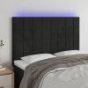 Čelo postele s LED 144x5x118/128 cm samet [3122473] (Barva Tmavě šedá)