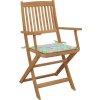 Skládací zahradní židle s poduškami 6 ks masivní akáciové dřevo [3065473] (Barva Vzor listí)