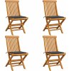Zahradní židle s mi poduškami 4 ks masivní teak [3062570] (Barva Krémová)