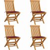 Zahradní židle s mi poduškami 4 ks masivní teak [3062570] (Barva Krémová)