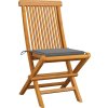 Zahradní židle s mi poduškami 2 ks masivní teak [3062461] (Barva Šedá)