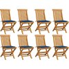 Zahradní židle s mi poduškami 8 ks masivní teak [3072918] (Barva Šedá)