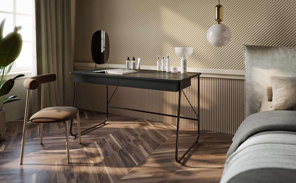 modulární pracovní a toaletní stůl matcg v moderním interiéru