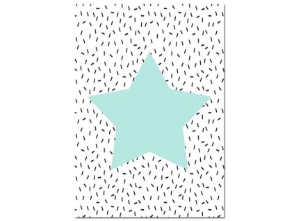 plakát blue star modrá hvězda na bílém pozadí 30x40