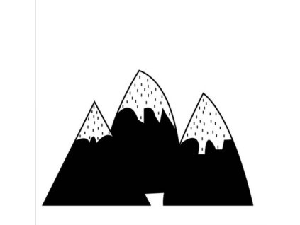 černobílý plakát mountains na bílém bavlněném plátně