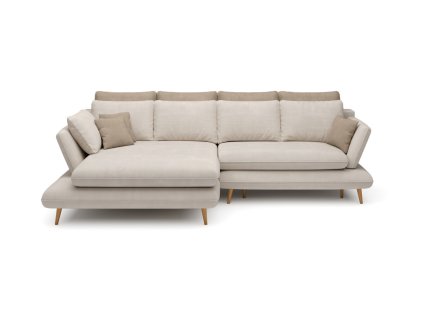 Rohová sedací souprava Monte od Wersal s rozkladem DL a bukovými nožkami.