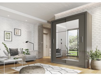 Šatní skříň Idea 02 (180) - šedý mat