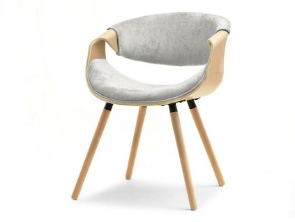 jídelní židle bent dub světle šedá žinylka přední pohled