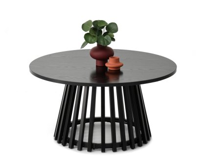 černý kulatý konfereční stolek Karsten 80