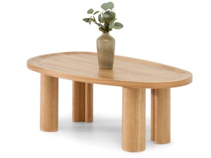 oválný konferenční stolek alpin b v odstínu dub na bílém pozadí