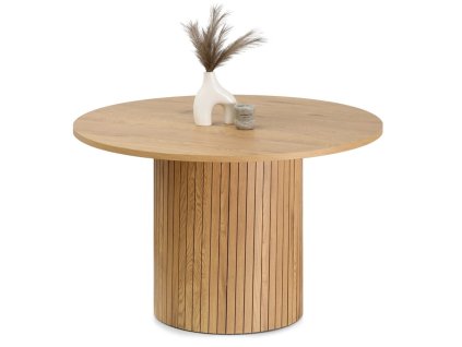 jídelní stůl arvid dubový dekor kulatý na bílém pozadí