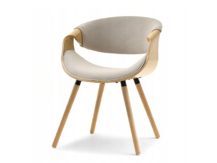 jídelní židle bent dub béžový velur pohled zepředu