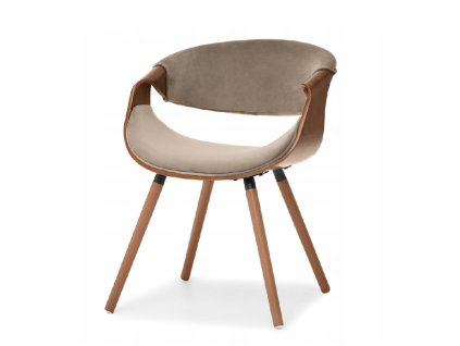 jídelní židle bent ořech kávový velur z šikmého úhlu
