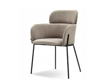 jídelní židle biagio v kávovém veluru na černé kovové podnoži