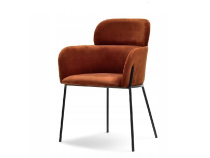 jídelní židle biagio v cihlovém veluru s černou kovovou podnoží