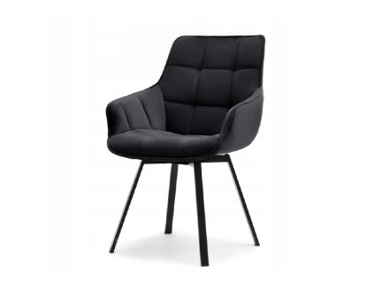 Otočná jídelní židle Aruba, černý velur/černé kovové podnoží