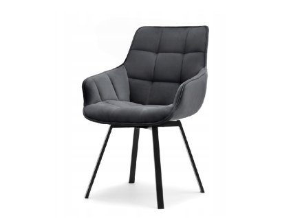 otočná jídelní židle aruba tmavě šedý velur z boku