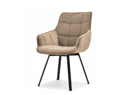 otočná jídelní židle aruba béžový velur z mírného boku