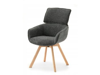 otočná jídelní židle dorian grafit z mírného boku