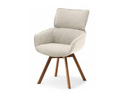 otočná jídelní židle dorian béžová zepředu ořechové podnoží