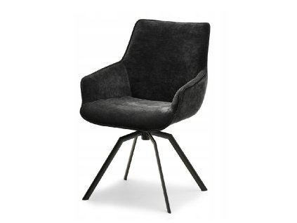 otočná jídelní židle laomi černá žinylka přední pohled