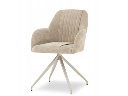 Otočná jídelní židle Chiara světle béžová / světlé kovové podnoží