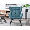 Velurové křeslo Noel - tyrkysové/kovové nohy