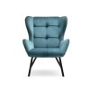 Velurové křeslo Noel - tyrkysové/kovové nohy