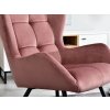 Velurové křeslo Noel - růžové/kovové nohy