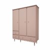 Šatní skříň Babushka - třídveřová, růžová