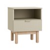 Noční stolek Pinio Miloo Champagne, tichý dojezd zásuvky, otevřená police, certifikované materiály, od výrobce Pinio