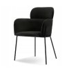 černá čalouněná židle biagio z černého veluru na kovové podnoži zepředu