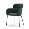 jídelní židle biagio v tmavě zeleném veluru na černé kovové podnoži