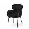 černá sametová židle arlen s područkami čelní pohled