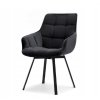 Otočná jídelní židle Aruba, černý velur/černé kovové podnoží