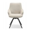 Otočná jídelní židle Laomi, béžová žinylka/černé kovové podnoží