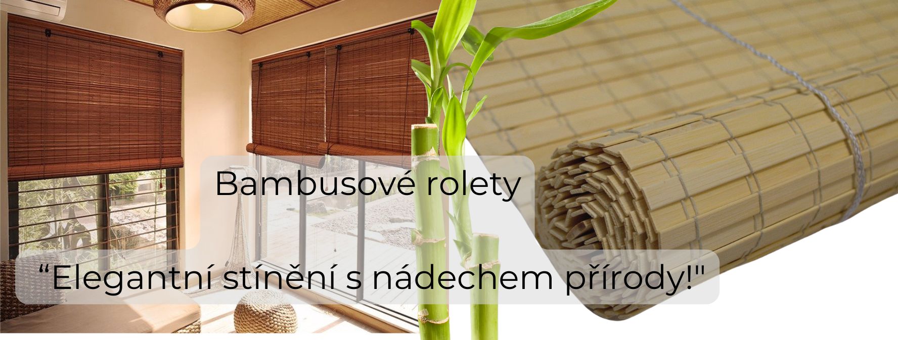 Bambusové rolety přírodní, ořech světlý a hnědá mahagon