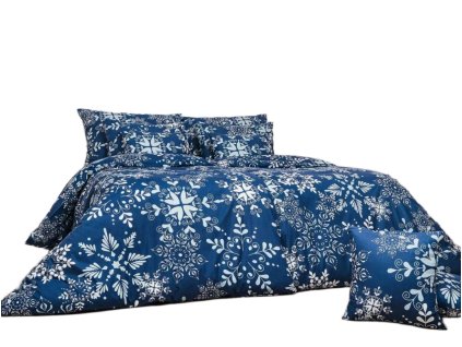 Povlečení bavlna Snowflakes tmavě modré 140x200 70x90 cm