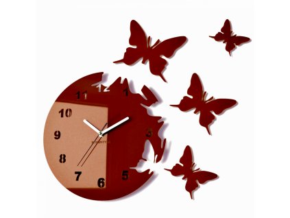 Nástěnné hodiny motýlci Hnědé