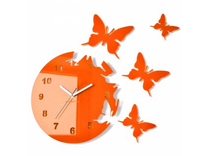 Nástěnné hodiny motýlci Oranžová