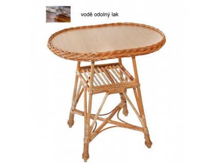 Proutěný stolek OVÁL 60x44x63 Přírodní - lakovaný