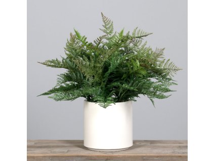 Dekorace kapradí v bílém květináči 58cm, zelená, plast