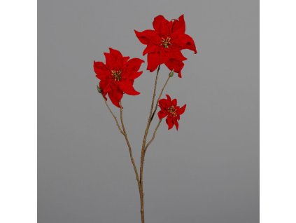 Dekorace Poinsettia 68cm, červená, textil