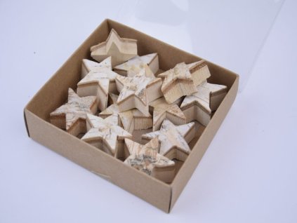 Přízdoba hvězda, přírodnina, natur, 4,5x4x1,5cm, box 12ks|Ego dekor